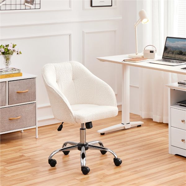 Yaheetech Velvet Desk Chair for Home Office, Soft Height Adjustable 360° Swivel Computer Chair, Gray