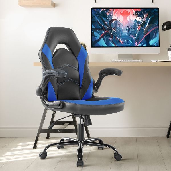 JIONJOY Ultimate Gaming Chair: Ergonomic, PU Leather, Executive Desk Chair with Flip-up Armrests | Black