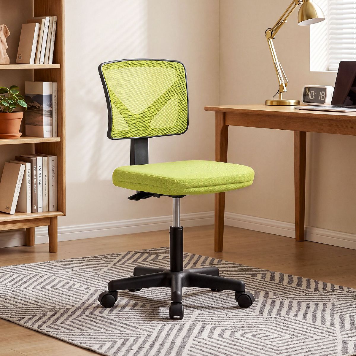 JIONJOY Armless Mesh Office Chair - Adjustable Height Rolling Desk Chair for Small Space, Dorm, Home Office | Black