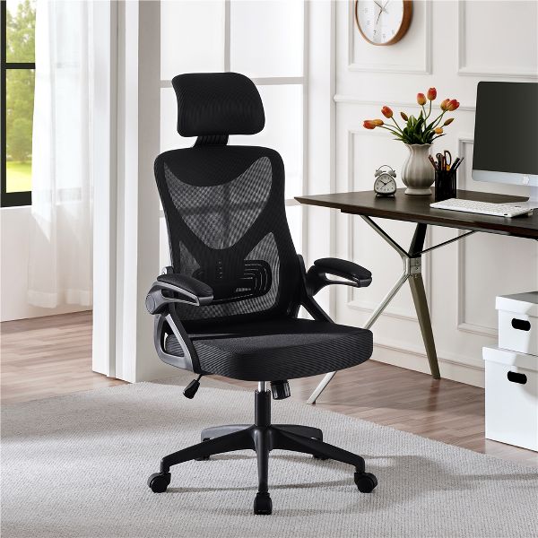 Yaheetech High Back Office Chair Computer Chair with Armrest Black