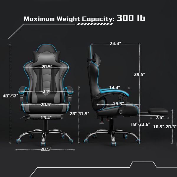 Yaheetech Adjustable Computer Chair with Footrest and Lumbar Support Black