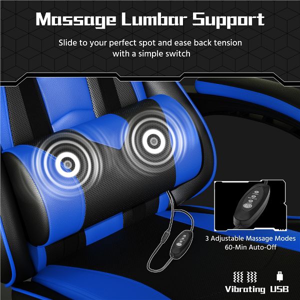 Yaheetech Adjustable Computer Chair with Footrest and Lumbar Support Black