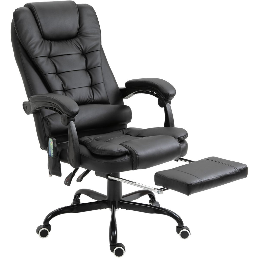 Vinsetto 7-Point Vibrating Massage Office Chair Computer Chair with Lumbar Support, Footrest, Reclining Back, Adjustable Height, Black
