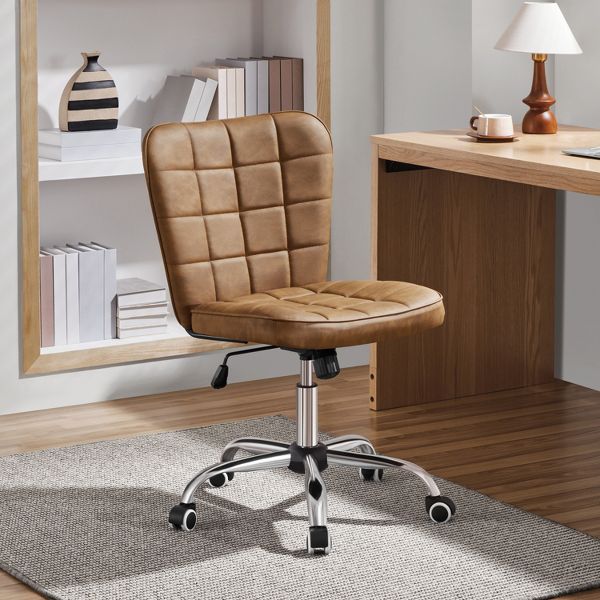 Yaheetech Modern Mid-back Office Chair Armless Desk Chair, Black