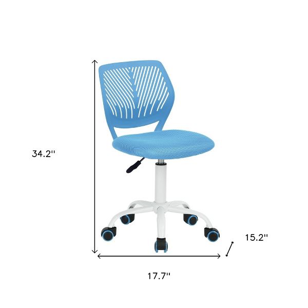 HomeRoots Blue and White Adjustable Height Swivel Rolling Office Chair