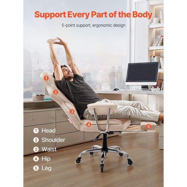Big and Tall Executive Office Chair 400 lb, Ergonomic Computer Desk Chair, Footrest & Lumbar Support