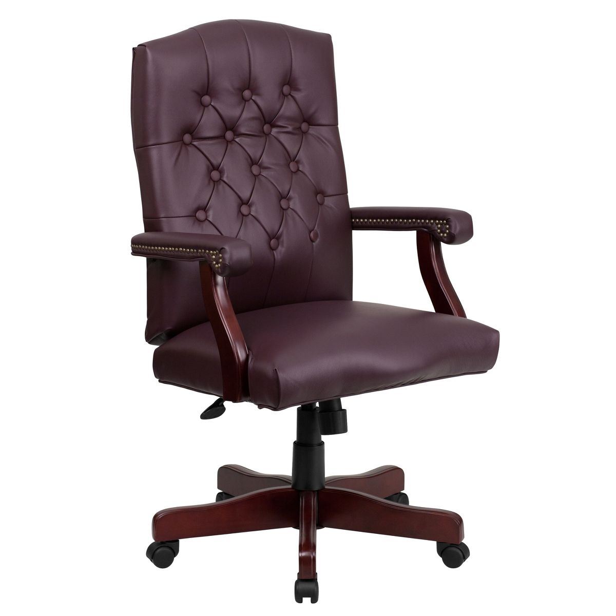 Merrick Lane Black High Back Faux Leather Tufted Home Office Chair With Height Adjustment And 360° Swivel