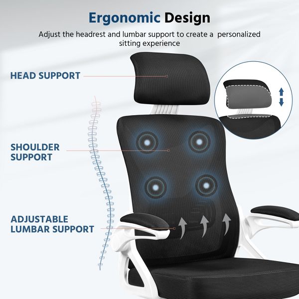 Yaheetech High Back Office Chair Computer Chair with Armrest Black
