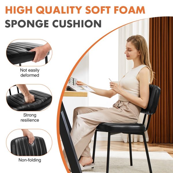 Bestier Armless Office Chairs, Mid-Century Modern Upholstered Living Room Accent Chairs with Faux Leather Cushion Seat