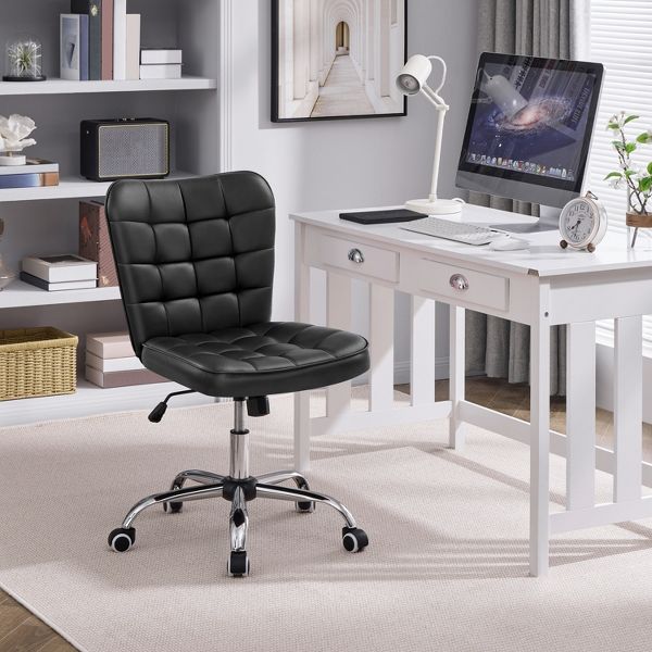 Yaheetech Modern Mid-back Office Chair Armless Desk Chair, Black