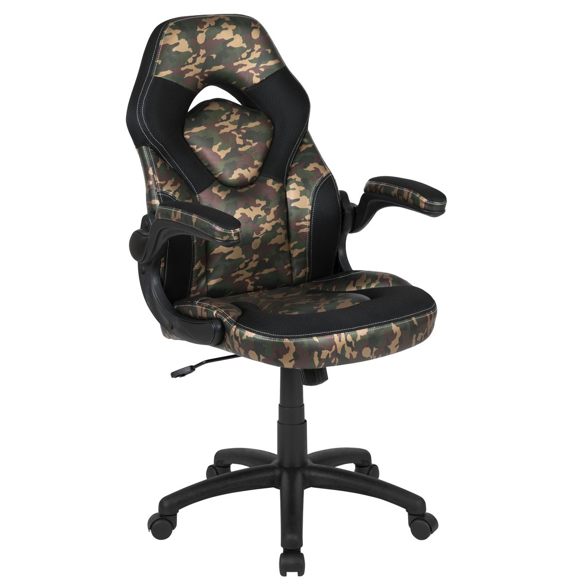 Flash Furniture X10 Gaming Chair, Racing Ergonomic Office Chair, Height Adjustable Swivel Computer Chair w/ Flip-Up Arms, Camouflage/Black LeatherSoft