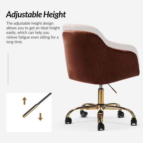Alex Velvet Height-adjustable Swivel Task Office Chair with Channel-tufted Back and Gold Metal Base | Karat Home - Black