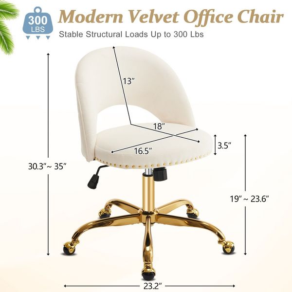 Karl Home | 23 inch Navy Blue Task Chair Office Desk Chair Make Up Chair With Wheels