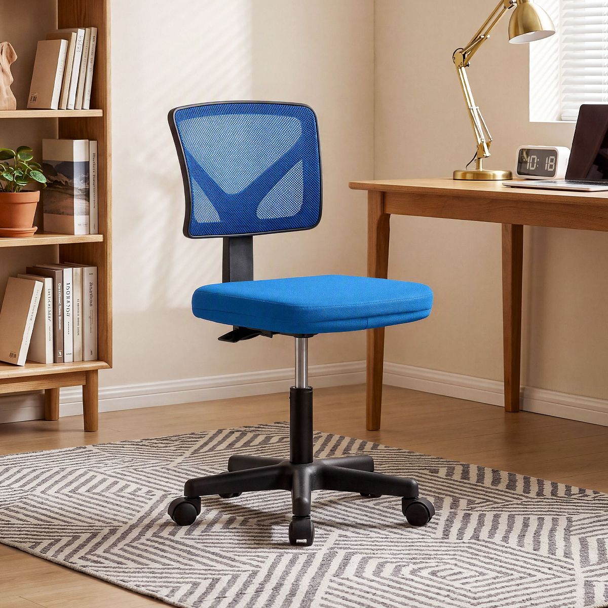 JIONJOY Armless Mesh Office Chair - Adjustable Height Rolling Desk Chair for Small Space, Dorm, Home Office | Black