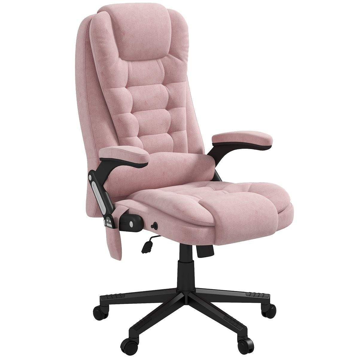 HOMCOM 6 Point Vibrating Massage Office Chair with Heat, Velvet High Back Executive Office Chair with Reclining Backrest, Armrests, Black
