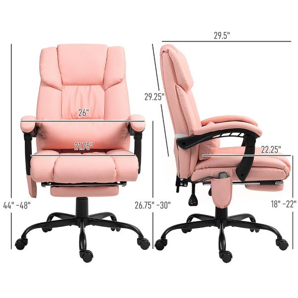 Vinsetto High Back Vibration Massage Office Chair with 6 Points, Height Adjustable Reclining Office Chair with Retractable Footrest and Remote, Brown