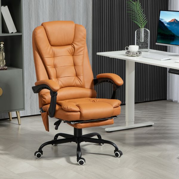 Vinsetto 7-Point Vibrating Massage Office Chair Computer Chair with Lumbar Support, Footrest, Reclining Back, Adjustable Height, Black