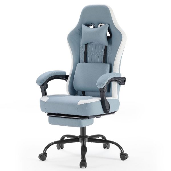 JIONJOY Ergonomic Gaming Chair with Footrest - High Back Lumbar Support, Adjustable Recline& Height, Swivel Computer Desk Chair-BK