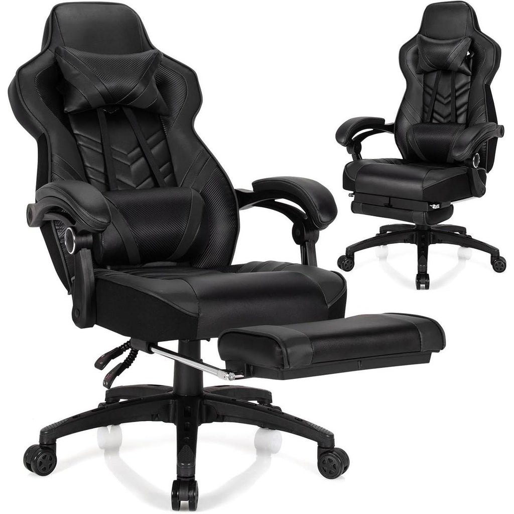 Costway Office Computer Desk Chair Gaming Chair Adjustable Swivel w/Footrest Black
