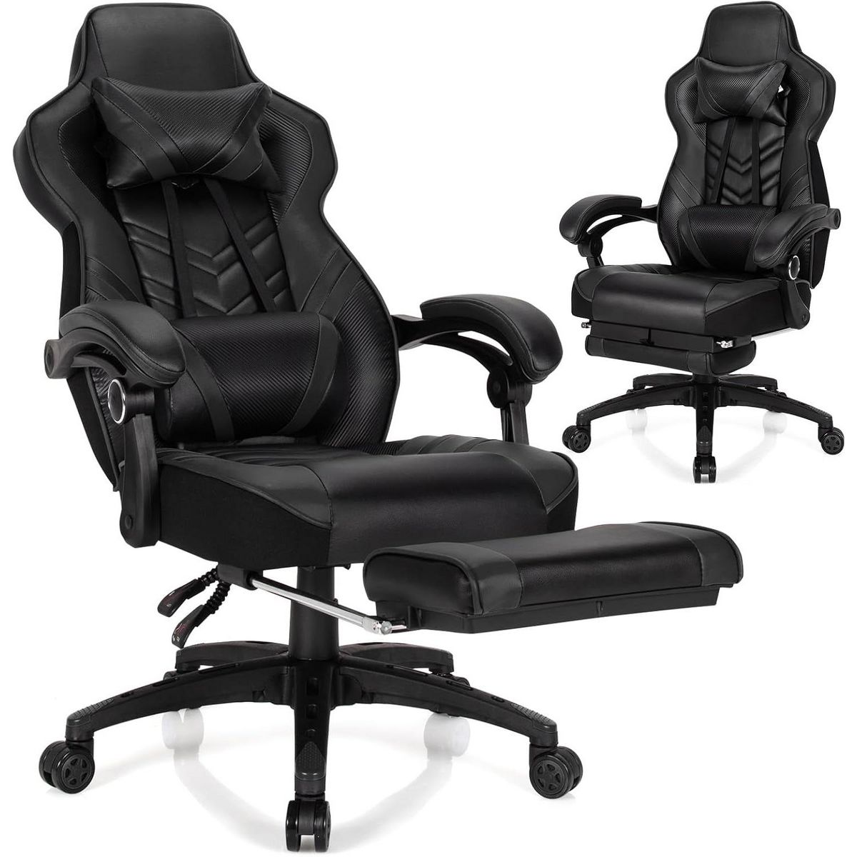 Costway Office Computer Desk Chair Gaming Chair Adjustable Swivel w/Footrest Black