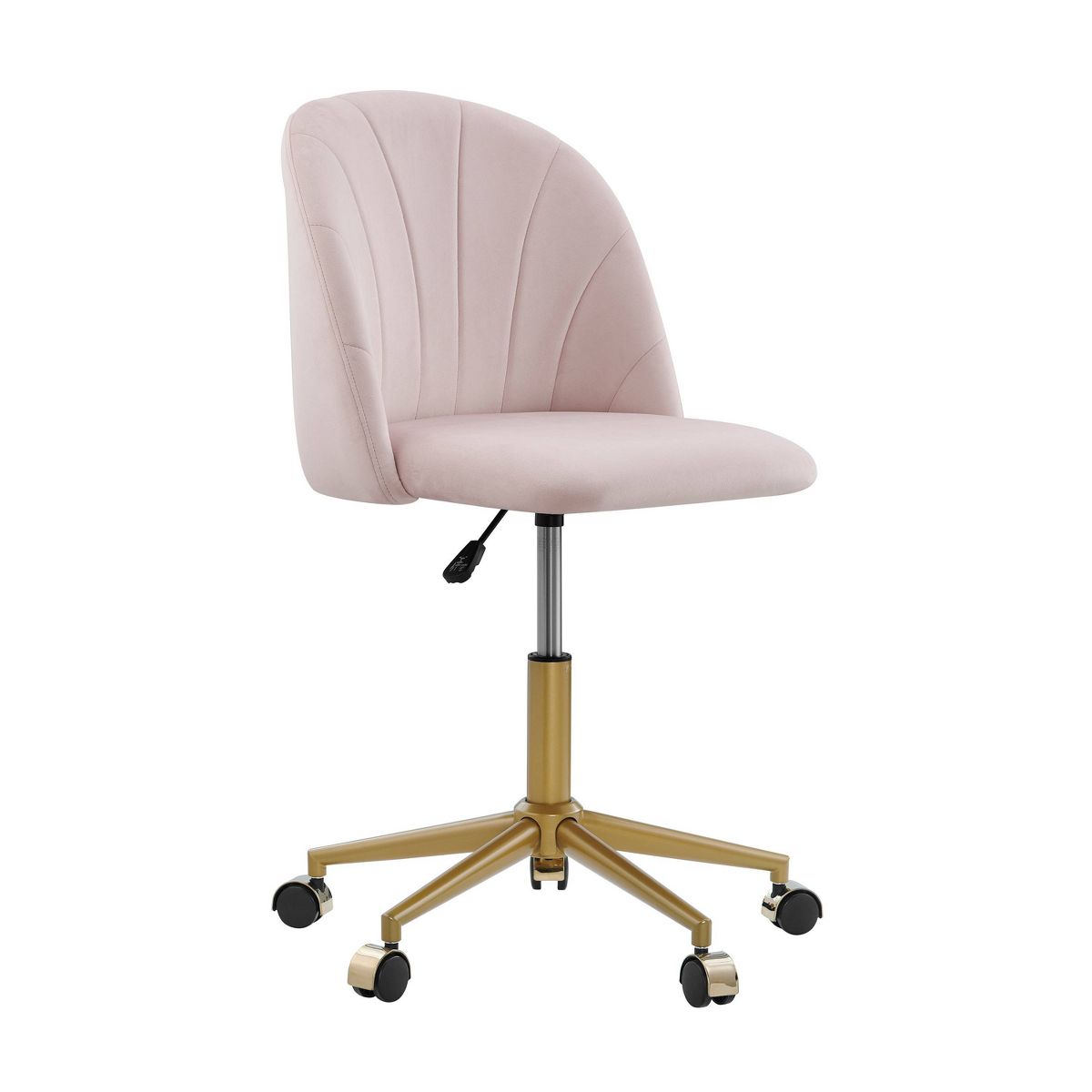 Athena Adjustable Height and Swivel Desk Chair Light Gray - Linon: Office Chair with Casters, Armless Design, Padded Back & Seat