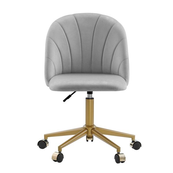 Athena Adjustable Height and Swivel Desk Chair Light Gray - Linon: Office Chair with Casters, Armless Design, Padded Back & Seat