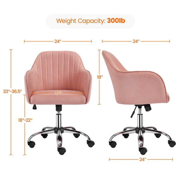 Yaheetech Modern Faux Leather Desk Chair, 360° Swivel Height Adjustable Upholstered Computer Chair for Home Office Study, Dark Gray