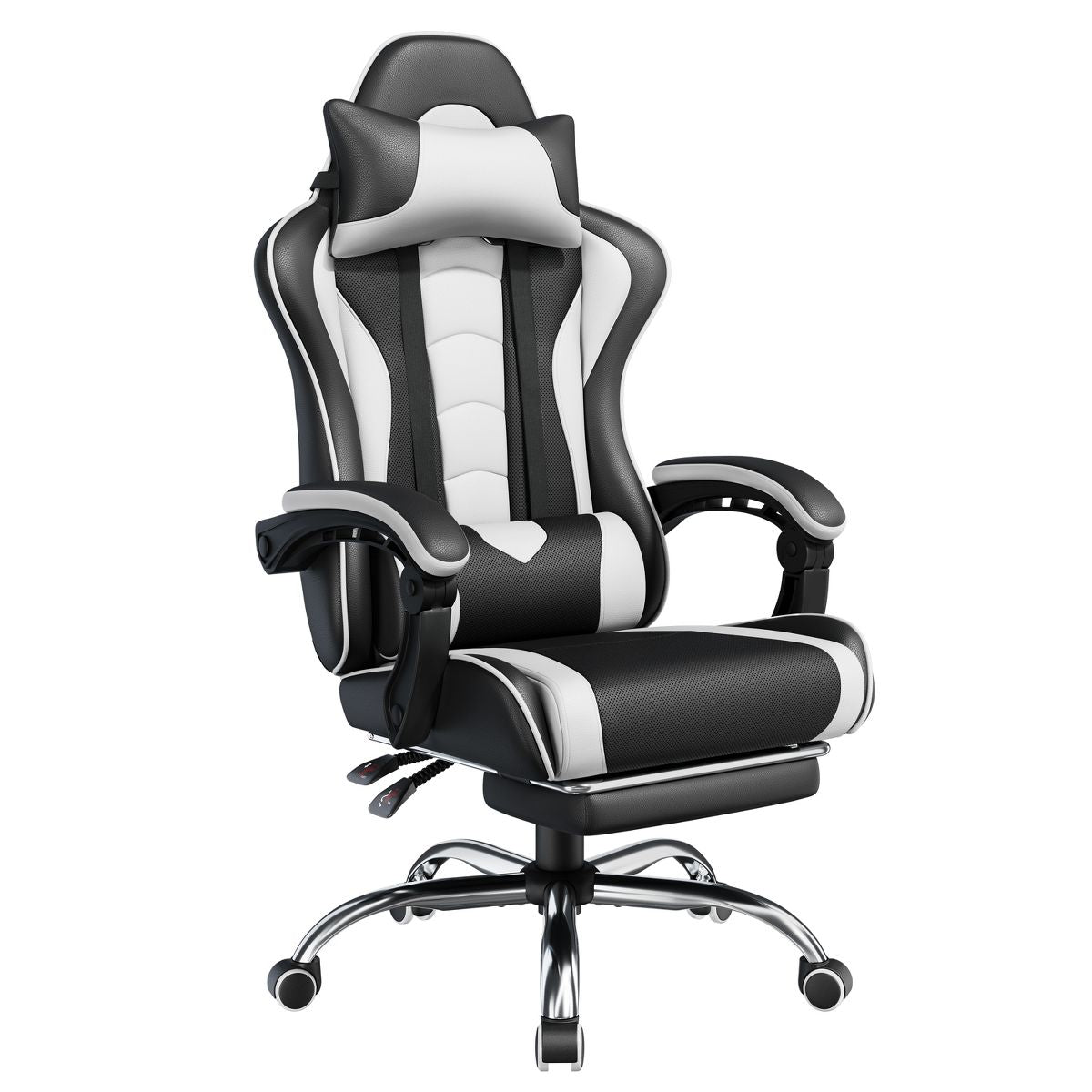 Yaheetech Adjustable Computer Chair with Footrest and Lumbar Support Black