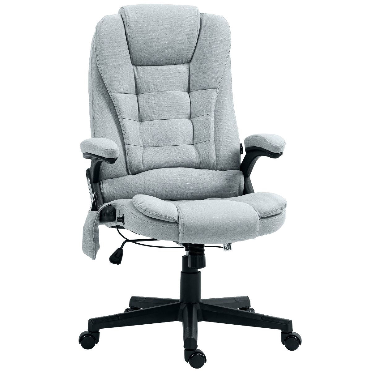Vinsetto 6 Point Vibrating Massage Office Chair with Heat, Linen High Back Executive Office Chair with Reclining Backrest, Armrests, Black