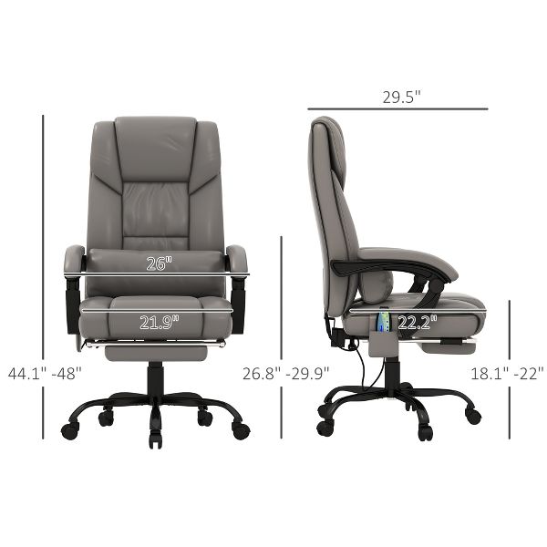 Vinsetto High Back Vibration Massage Office Chair with 6 Points, Height Adjustable Reclining Office Chair with Retractable Footrest and Remote, Brown