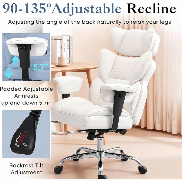 Bestier 27-in W Ergonomic Office Chair with Adjustable Armrests Reclining Footrest 350 lb Capacity for Home Office Gaming, Black