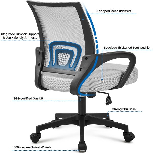 Yaheetech Adjustable Ergonomic Computer Chair Office Chair Black