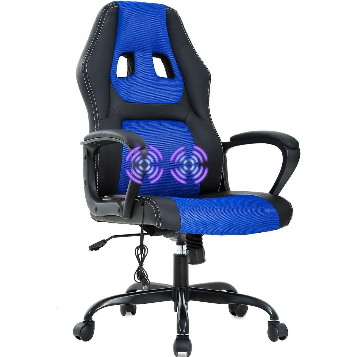 FDW Racing Gaming Chair Home Office Chair Ergonomic Desk Chair Massage PU Leather Computer Chair with Lumbar Support Headrest Armrest ,Black