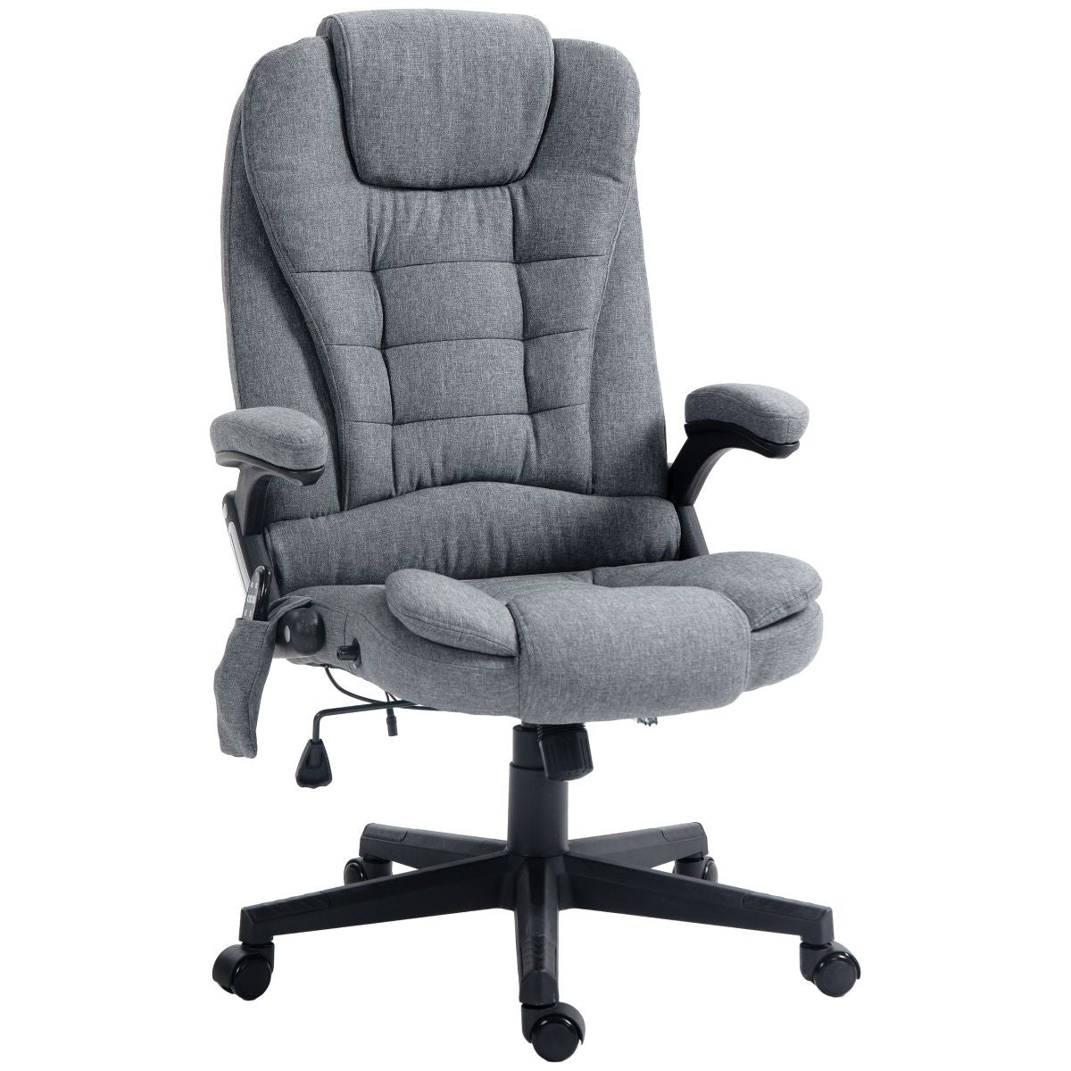 Vinsetto 6 Point Vibrating Massage Office Chair with Heat, Linen High Back Executive Office Chair with Reclining Backrest, Armrests, Black