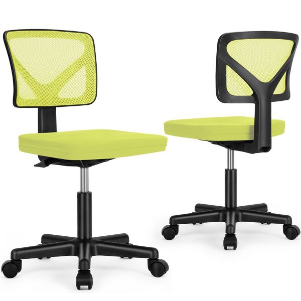JIONJOY Armless Mesh Office Chair - Adjustable Height Rolling Desk Chair for Small Space, Dorm, Home Office | Black